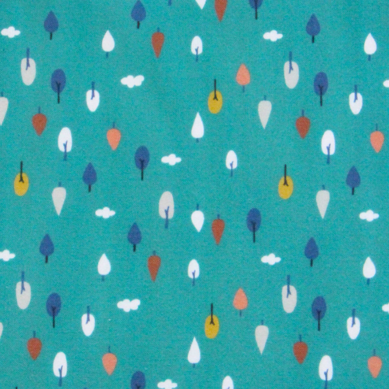 Algodón estampado ARBIO Pato / Multicolor de bosque